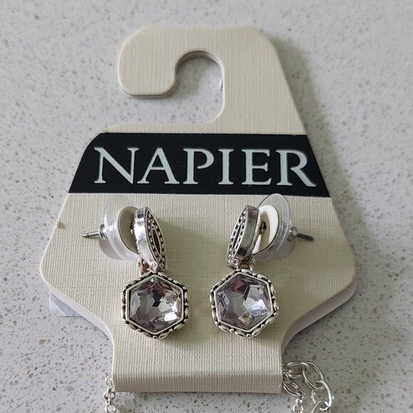 NWT Napier Rhinestone Earrings and Matching Necklace - Picture 3 of 7